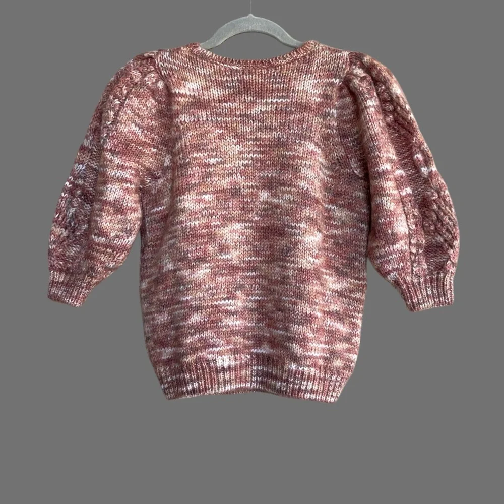 SEZANE NWT Red Mohair Wool Cable Knit Short
Puff Sleeve Sweater Giulia Jumper S - Picture 8 of 12